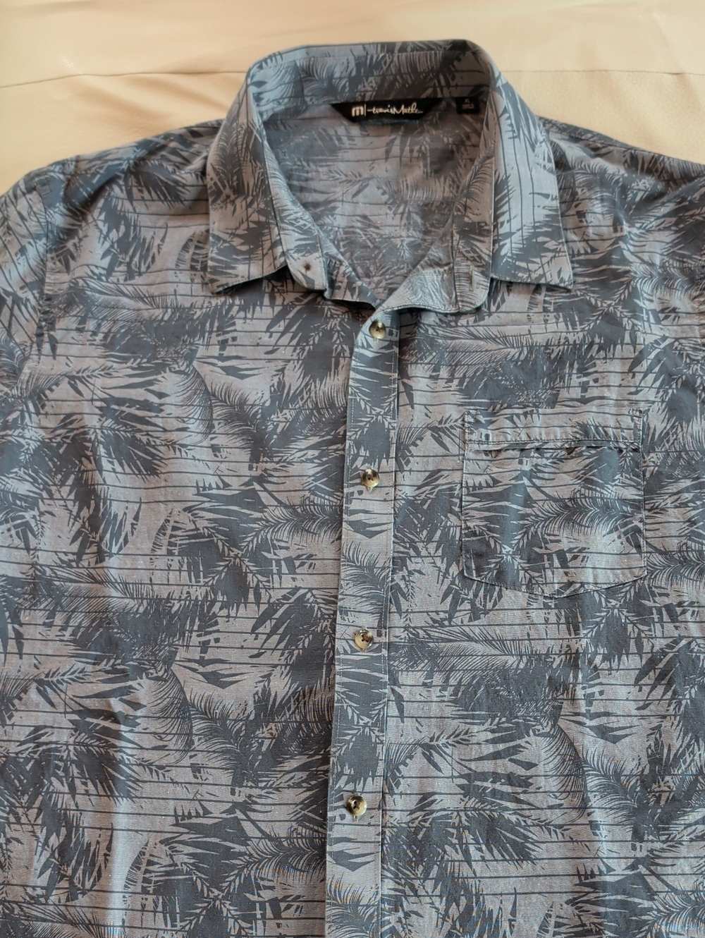Travis Mathew Gray Floral Button-Down Shirt